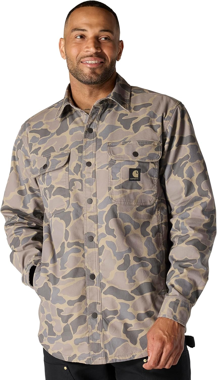 Carhartt Men's Rugged Flex Relaxed Fit Canvas Fleece-Lined Shirt Jac