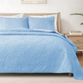 Light Blue Queen Quilt Set - Lightweight Soft Bedspread with 2 Shams