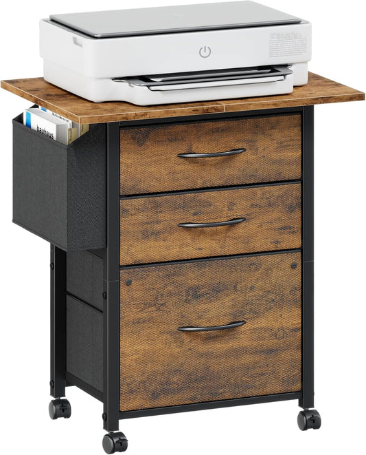 3 Drawer Mobile File Cabinet with Extended Shelf - Organize Efficiently!