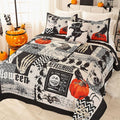 Halloween Quilt Set Queen Size Bedspread with Pillow Shams - Festive