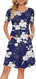AUSELILY Women's Short Sleeve Summer Dress with Pockets