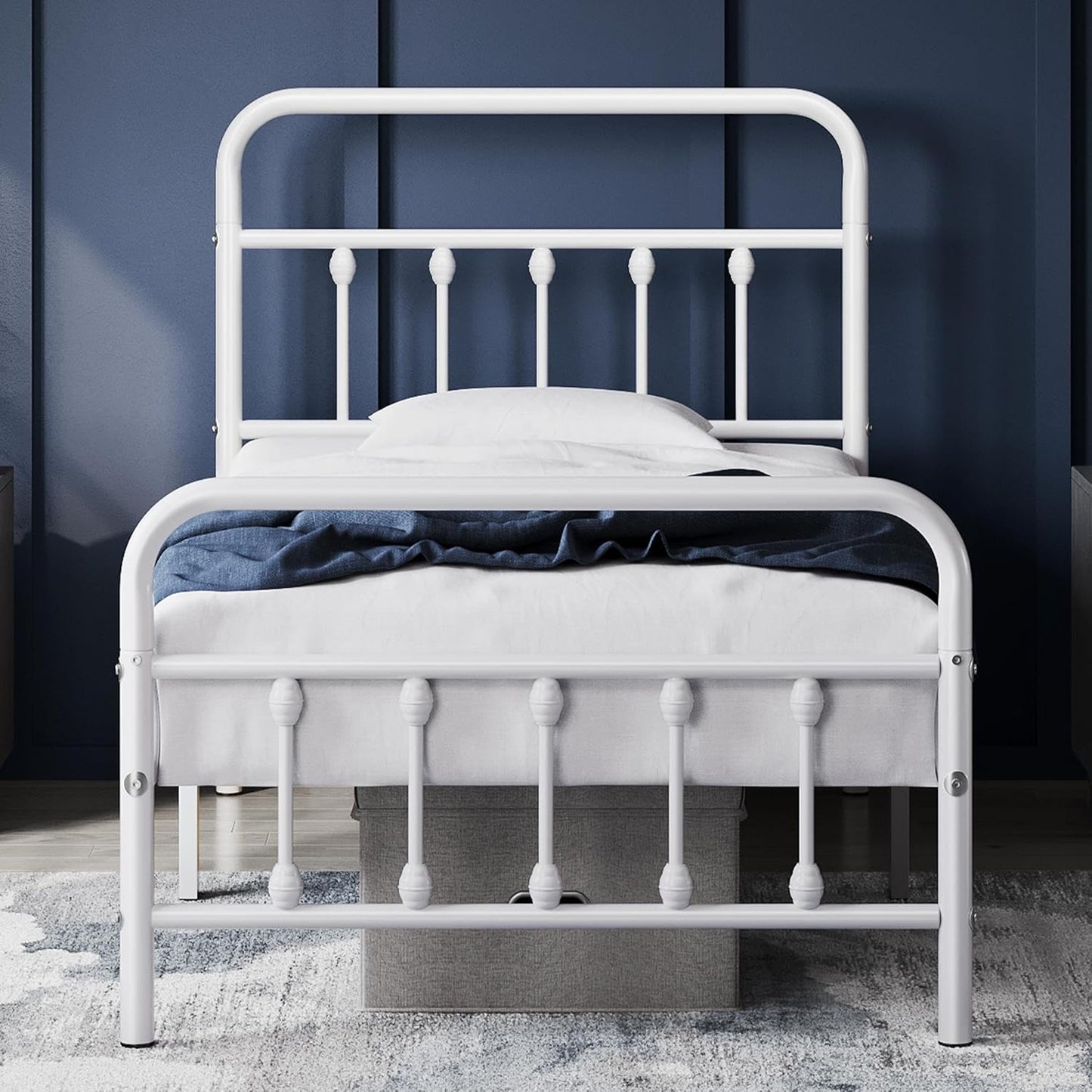 Yaheetech Classic Metal Platform Bed Frame with Victorian Style