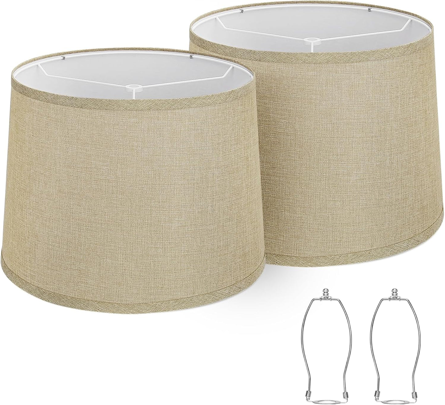 Drum Lampshades Set of 2 for Table and Floor Lamps, Natural Linen