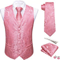 Barry.Wang Mens Suit Vest Paisley Silk Jacquard Waistcoat Set
