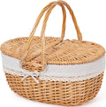 Wicker Picnic Basket 15in with Lid and Removable Liner - Vintage Style