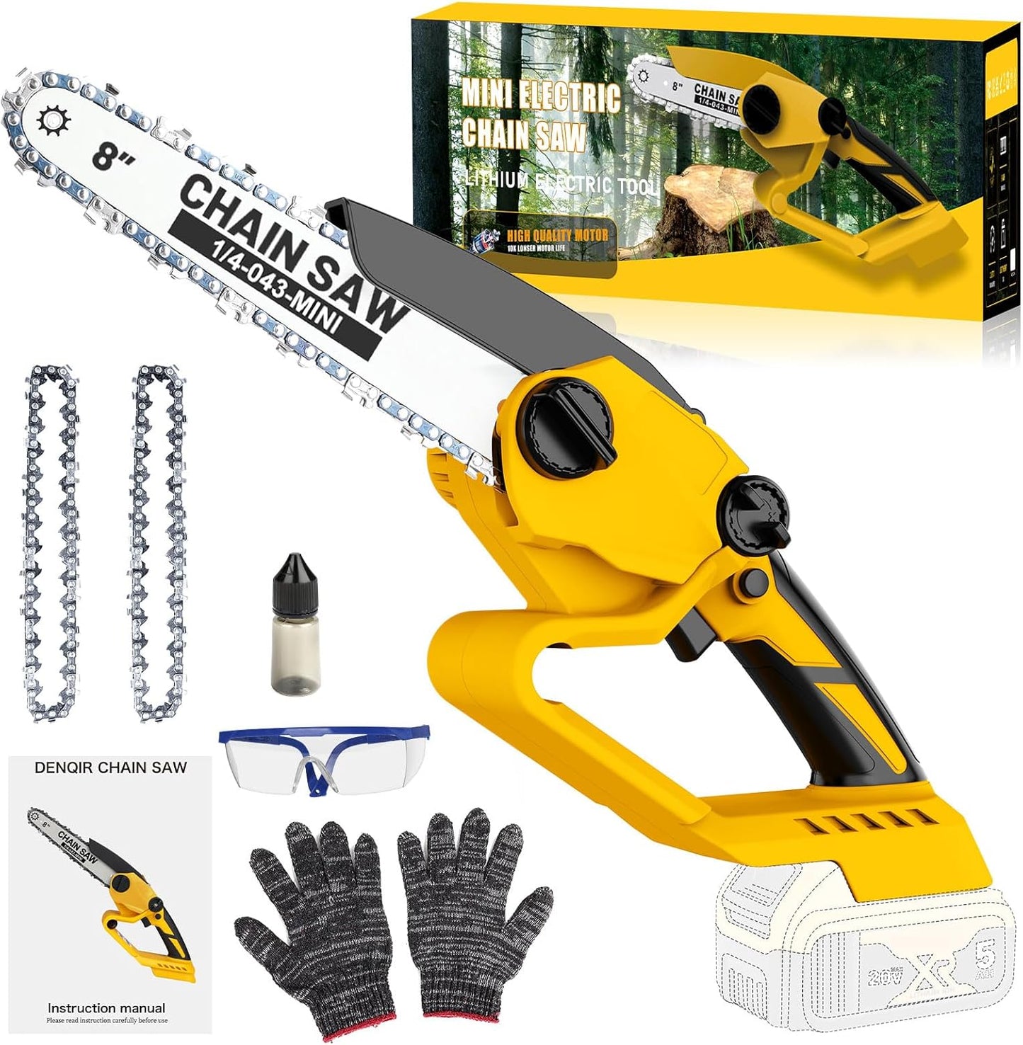 Cordless Mini Chainsaw 8 Inch for Dewalt 20V MAX Battery Use