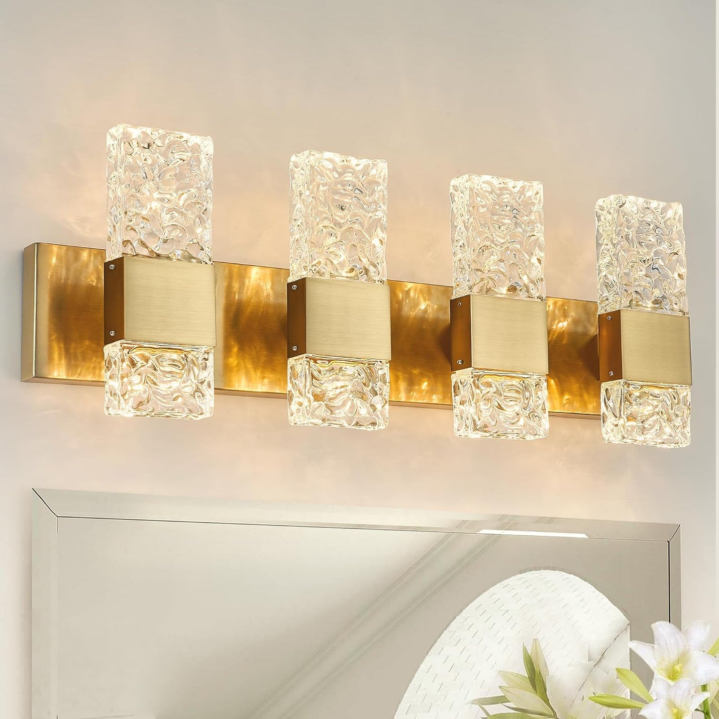 Elegant LED Gold Crystal Vanity Lights for Bathroom Lighting