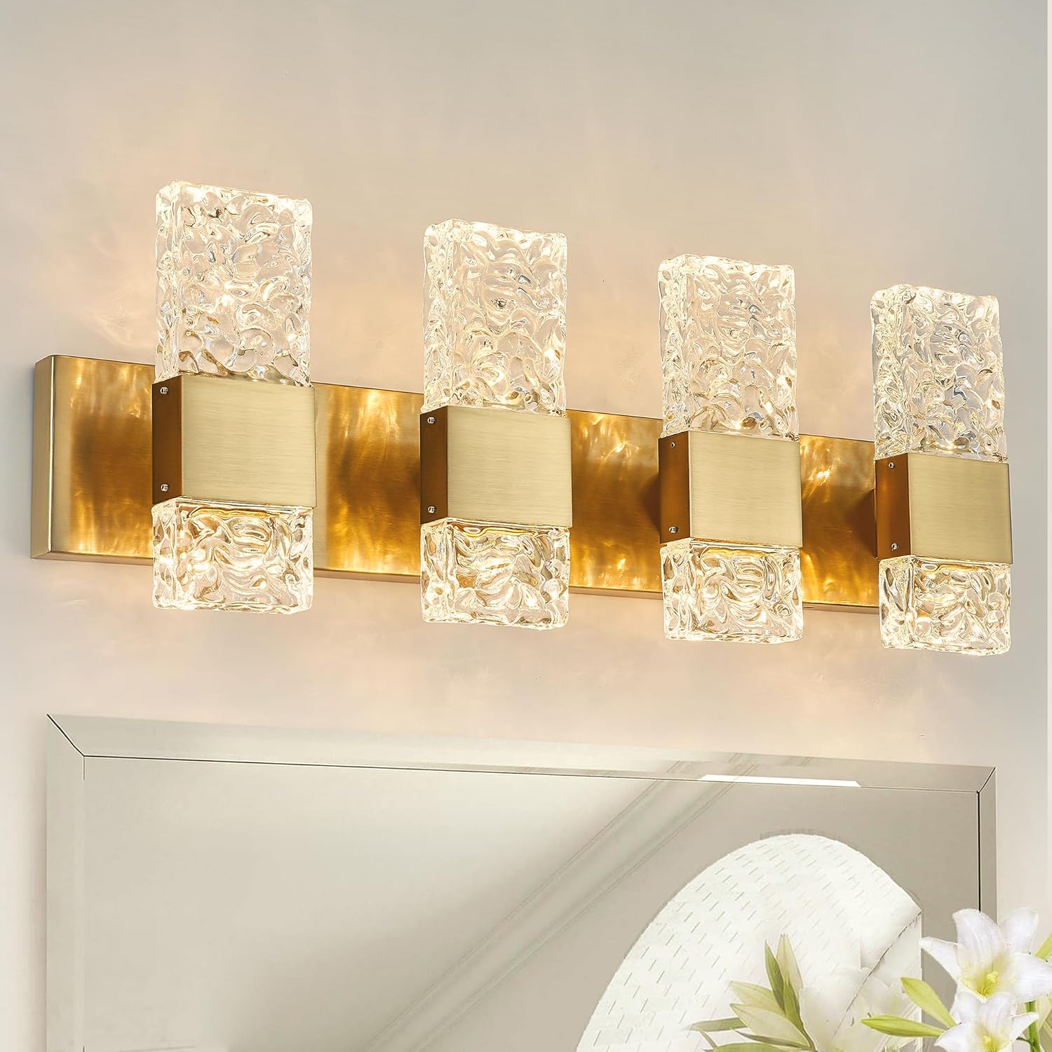 Elegant LED Gold Crystal Vanity Lights for Bathroom Lighting