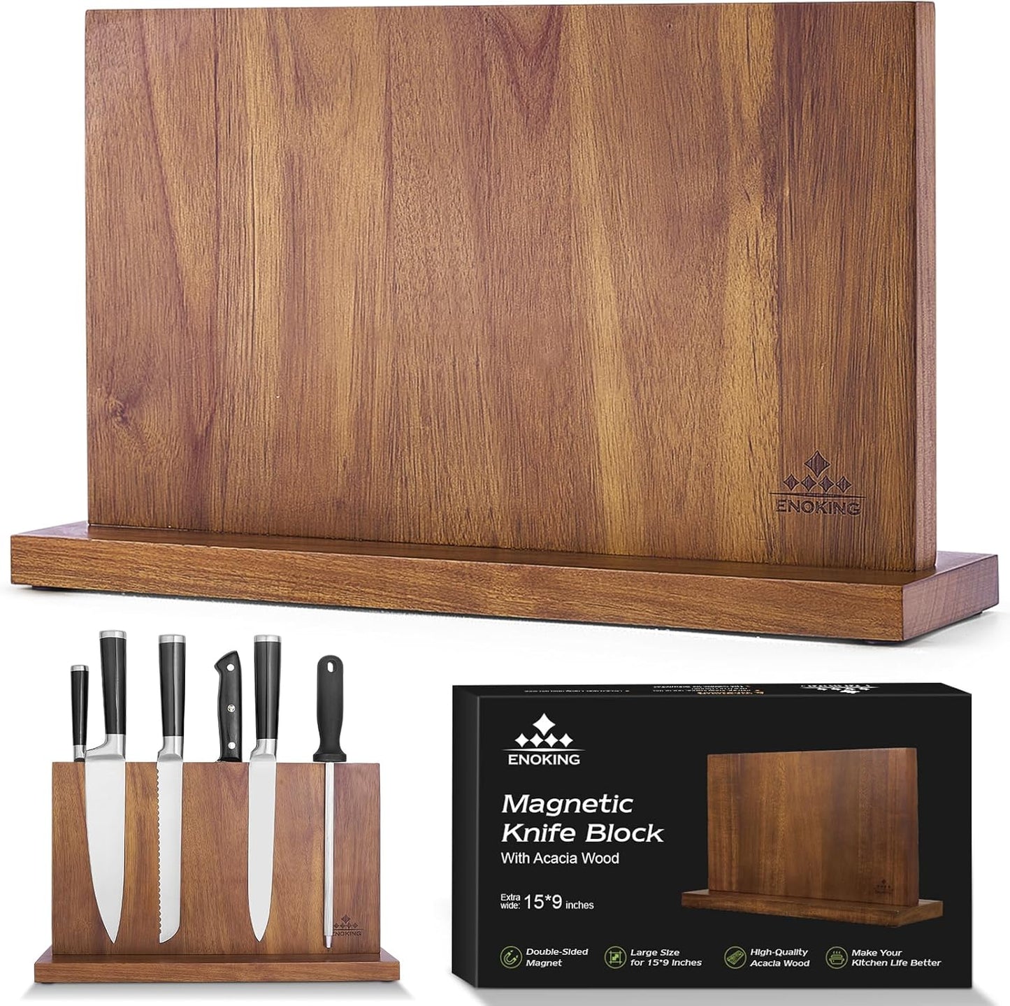 ENOKING Extra Large Magnetic Knife Block for Safe Storage