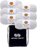 Lion Brand Feels Like Butta Pale Grey Yarn with Project Bag