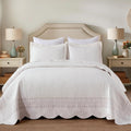 MarCielo 100% Cotton Quilt Set Off-White King - Lightweight All-Season