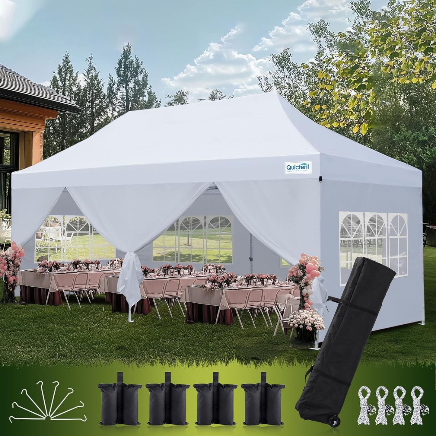 Quictent 10x20 Heavy Duty Pop Up Canopy Tent for Events