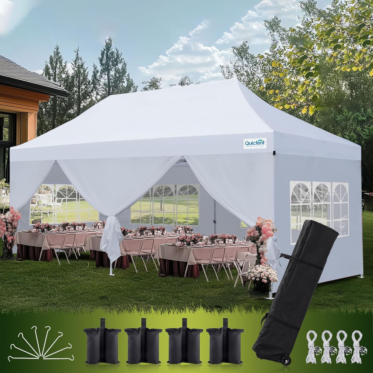 Quictent 10x20 Heavy Duty Pop Up Canopy Tent for Events