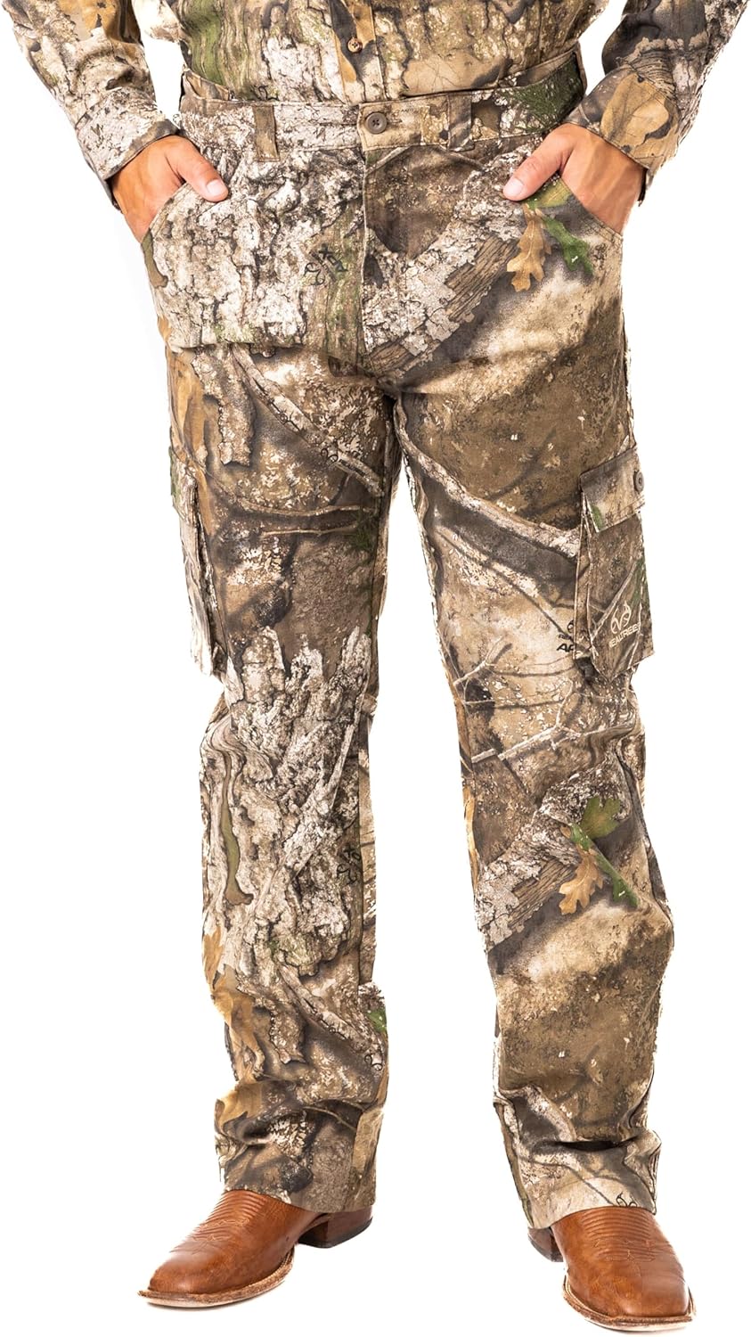 Durable Camo Hunting Pants for Men - Mid Rise Cargo Style