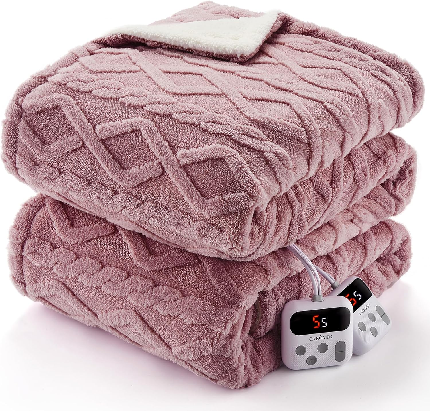 CAROMIO Electric Blanket Queen Size with Dual Control Features