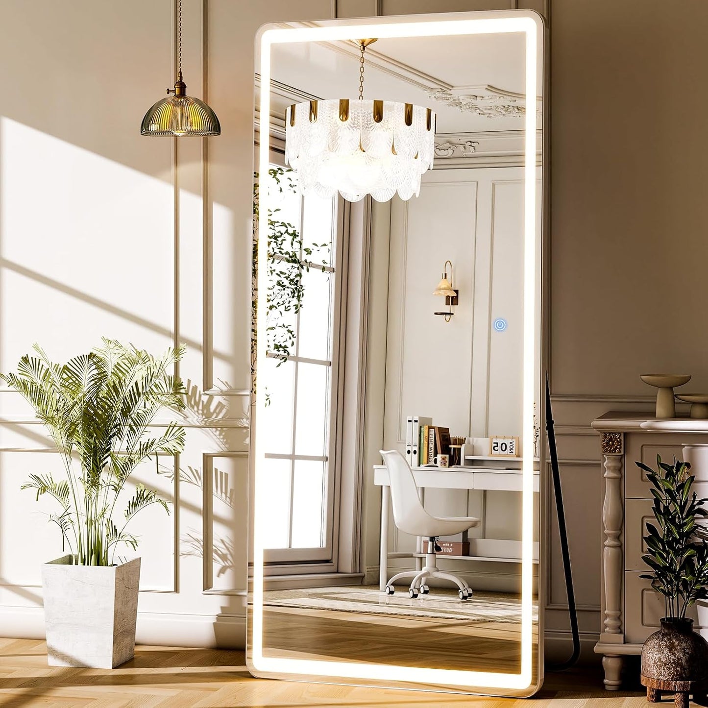 GLSLAND 65in x 26in LED Mirror with Lights for Bedroom
