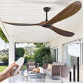 72 Inch Ceiling Fan without Light - Large Wood Blade Propeller