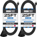 Iron Forge Cable 25 Ft 3-Outlet Extension Cord Black - Weatherproof