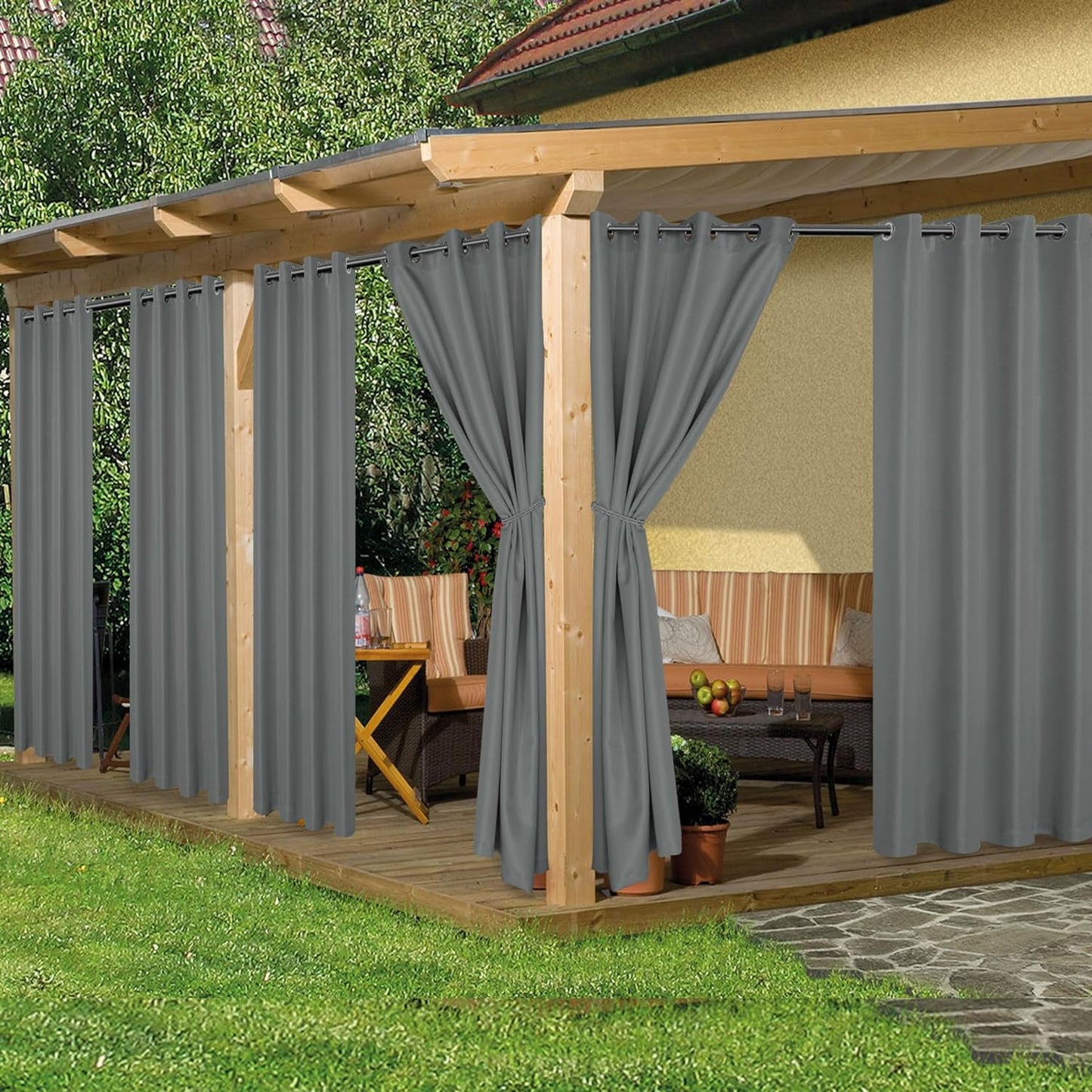 HolidayIdeas Outdoor Curtains for Patio Waterproof Privacy 54x95