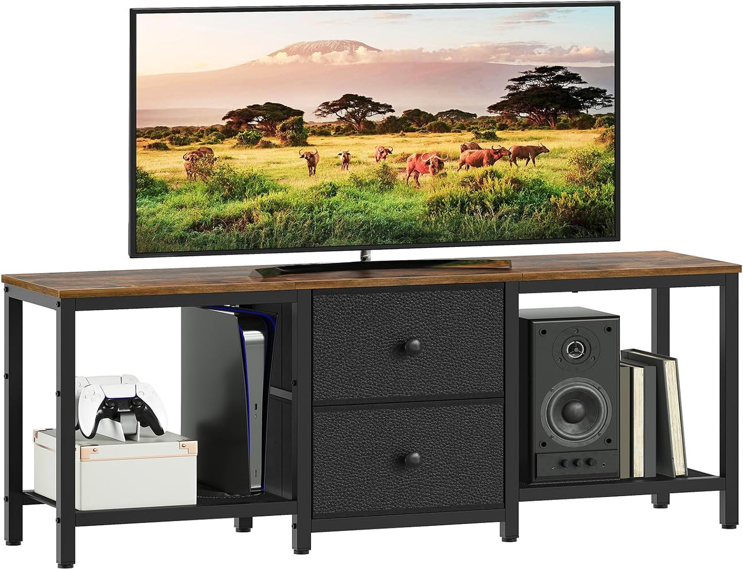Rustic TV Stand with 2 Drawers, Media Console - Organize Stylishly!