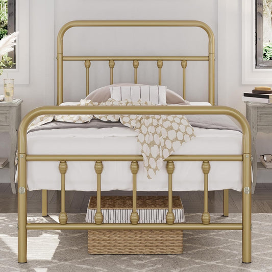 Yaheetech Classic Metal Platform Bed Frame with Victorian Style
