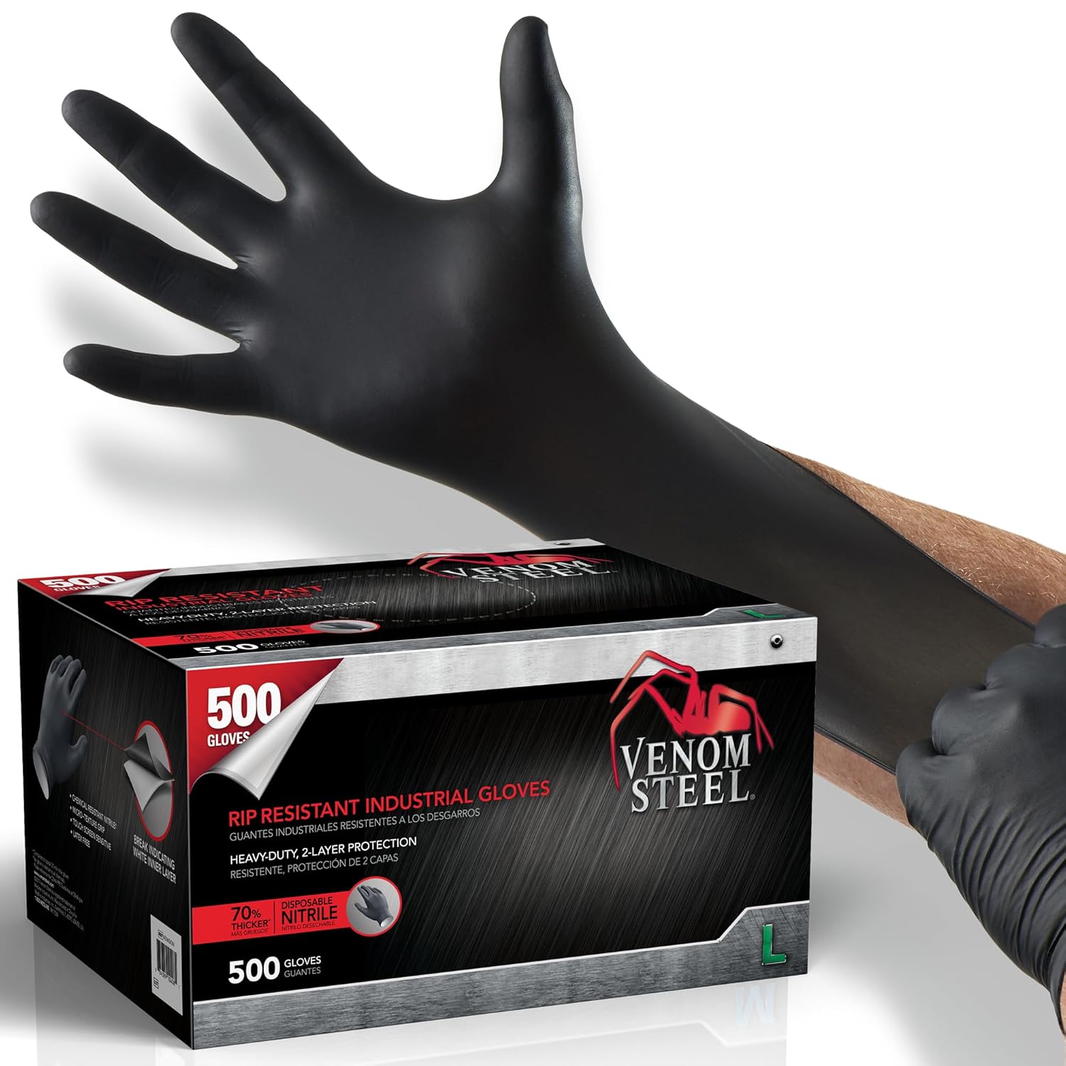 500 Pcs Venom Steel Nitrile Gloves - Strong, Chemical Resistant