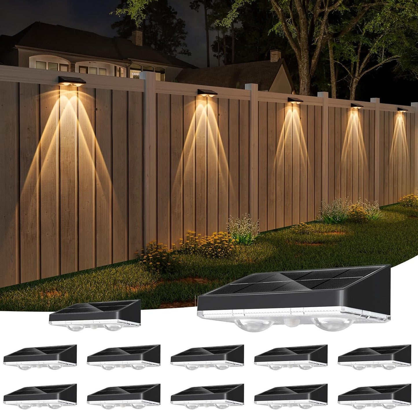 NIORSUN Solar Fence Lights - 12 Pack Outdoor Deck Lights