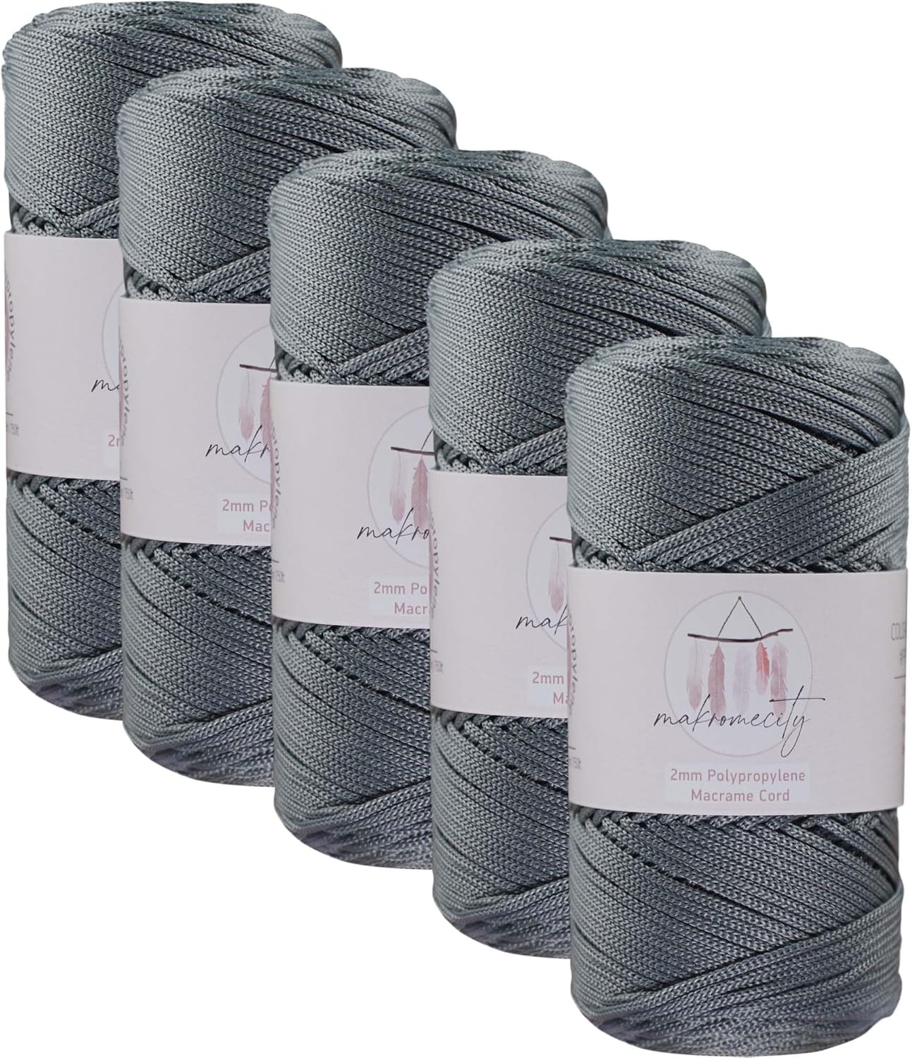 2mm Polyester Macrame Cord Set - 5 Skeins for Crafts