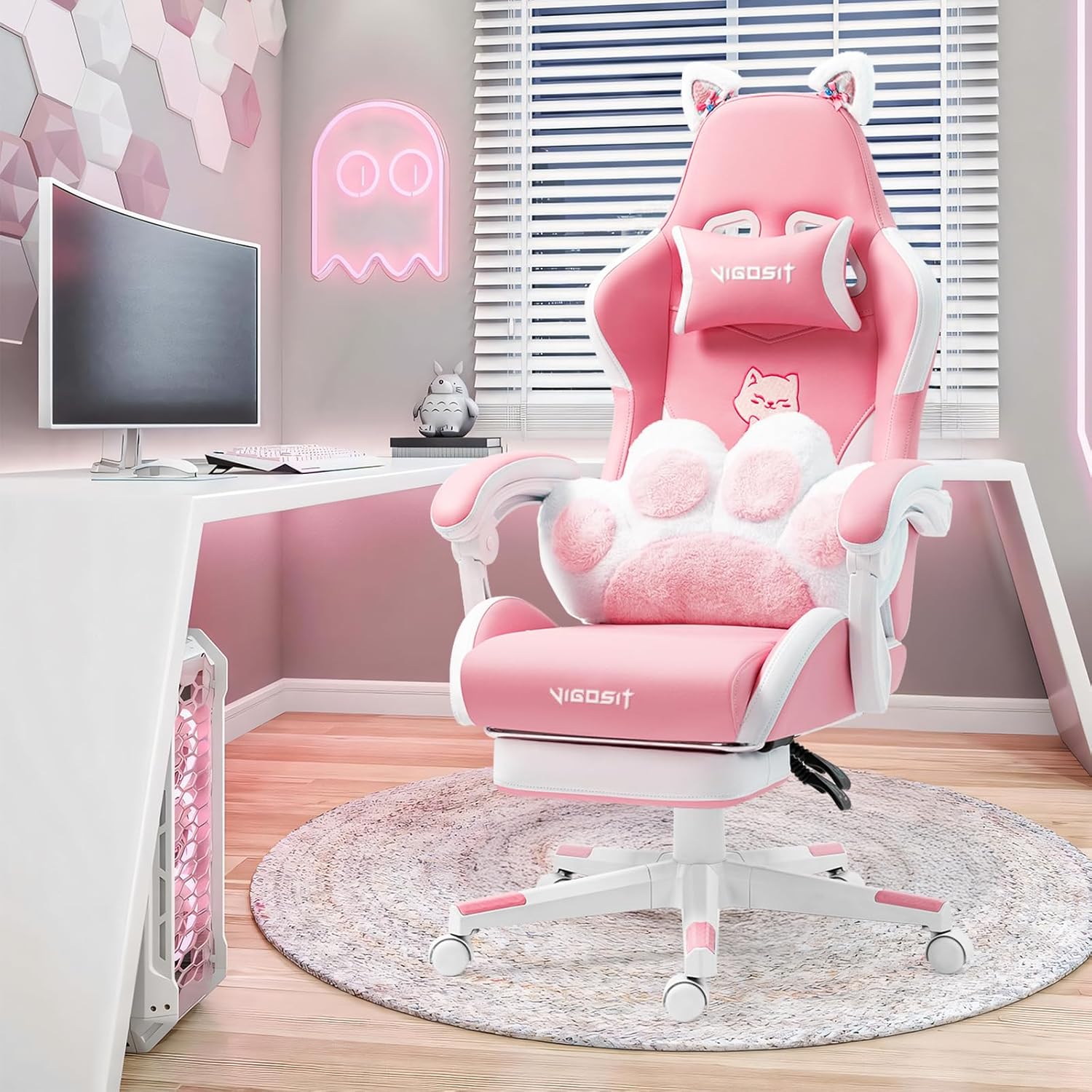 Vigosit Cat Ear Gaming Chair - Ergonomic & Cute!