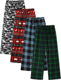 Boys Micro Fleece Plaid Pajama Pants 4 Pack - Cozy Christmas Prints