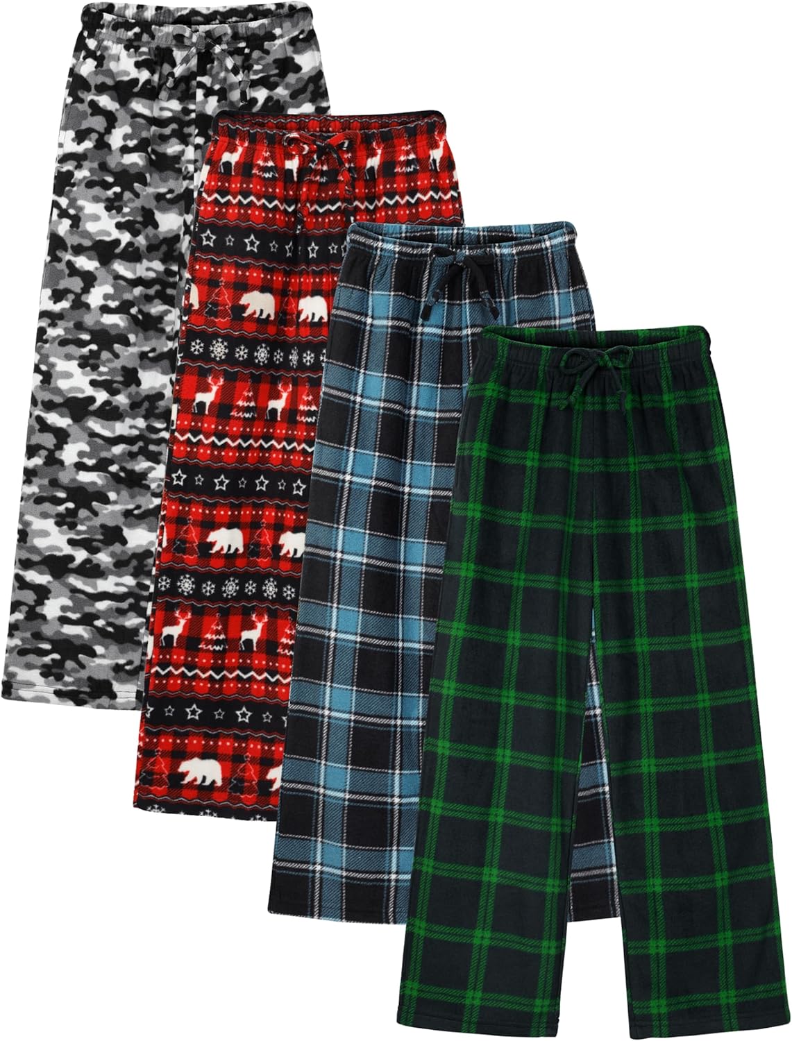 Motarto Boys Soft Pants Micro Fleece Christmas Plaid Pants
