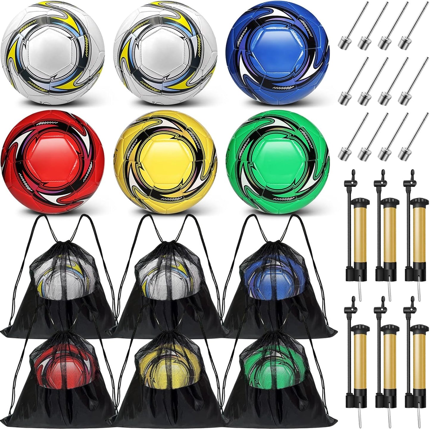 6 Pack Operation Deflated Christmas Soccer Balls with Pump
