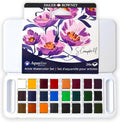 Daler-Rowney Aquafine Watercolor Set - 24 Half Pans for Travel