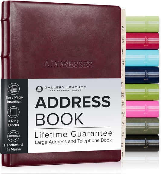 Gallery Leather Large Address Book with Alphabetical Tabs