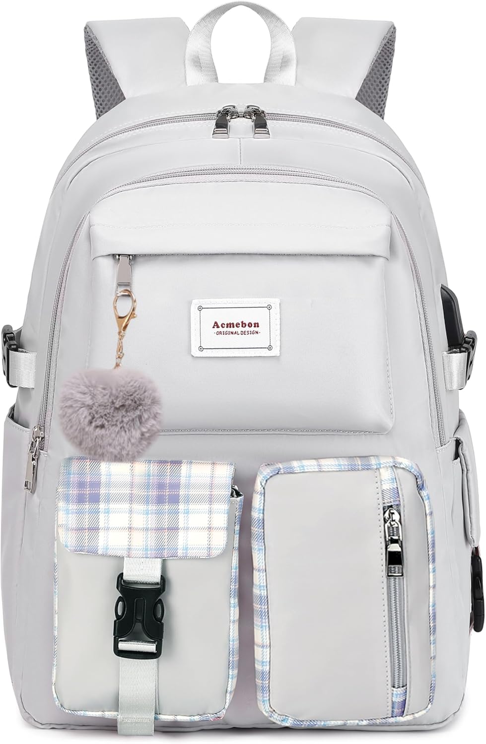 Girl Roomy Fashion Laptop Backpack for Women in Grey Color