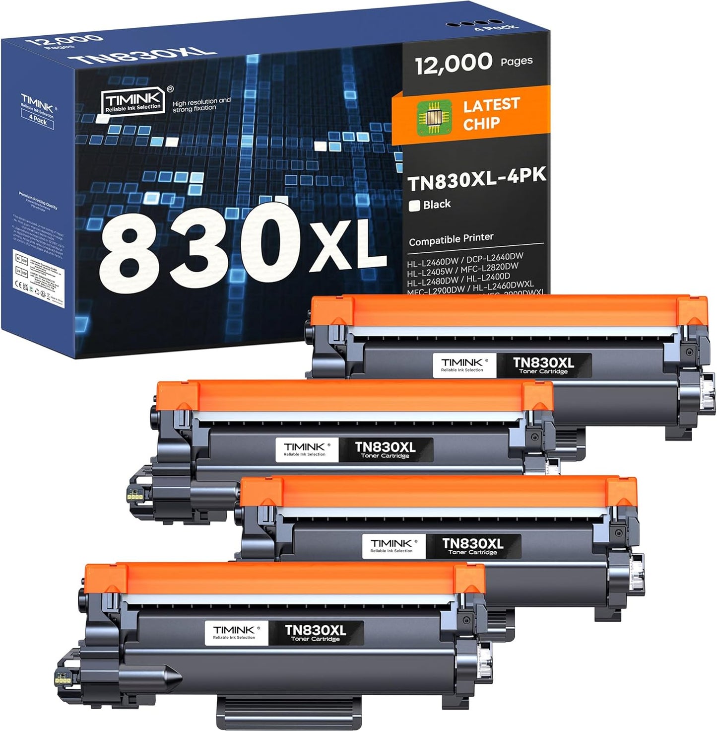 TN830XL Toner Cartridges Replacement for Brother Printers 4PK