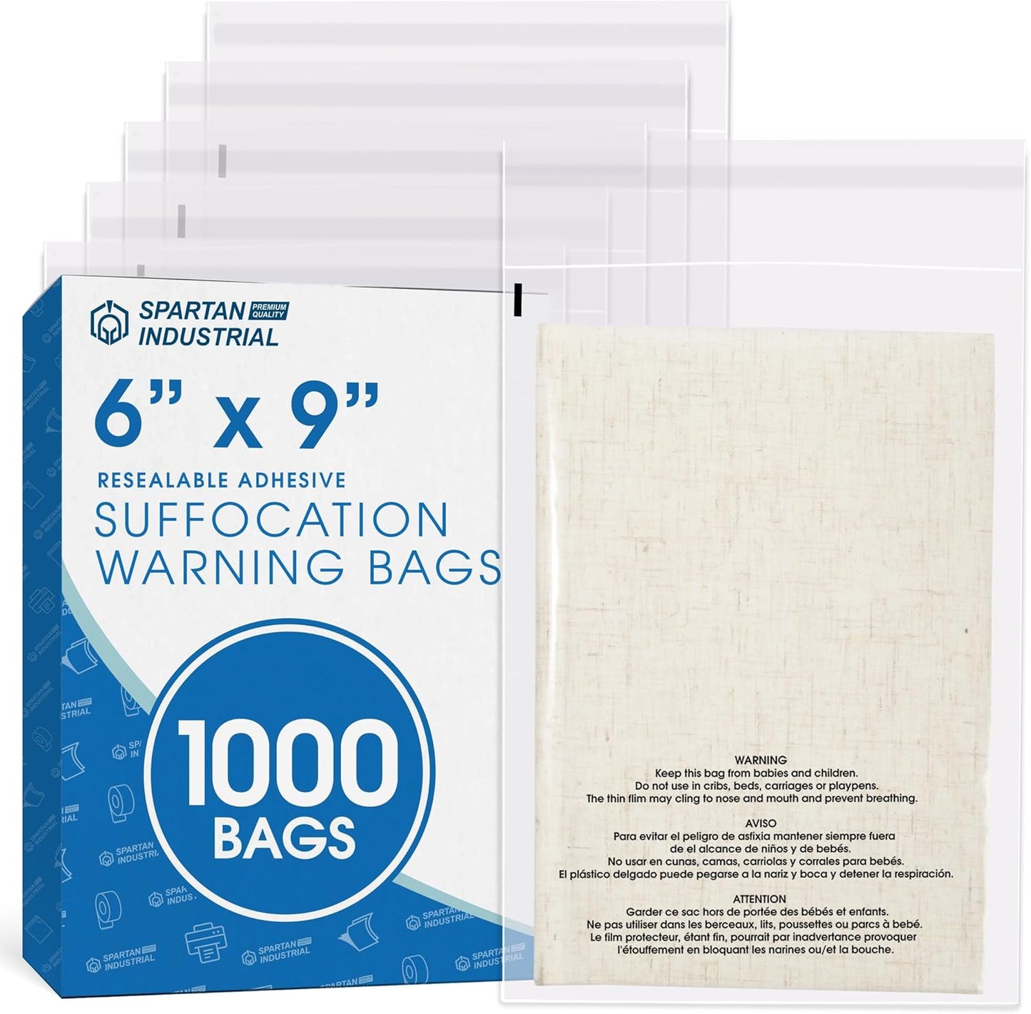Spartan Industrial 6 X 9 Self Seal Clear Poly Bags for Shipping