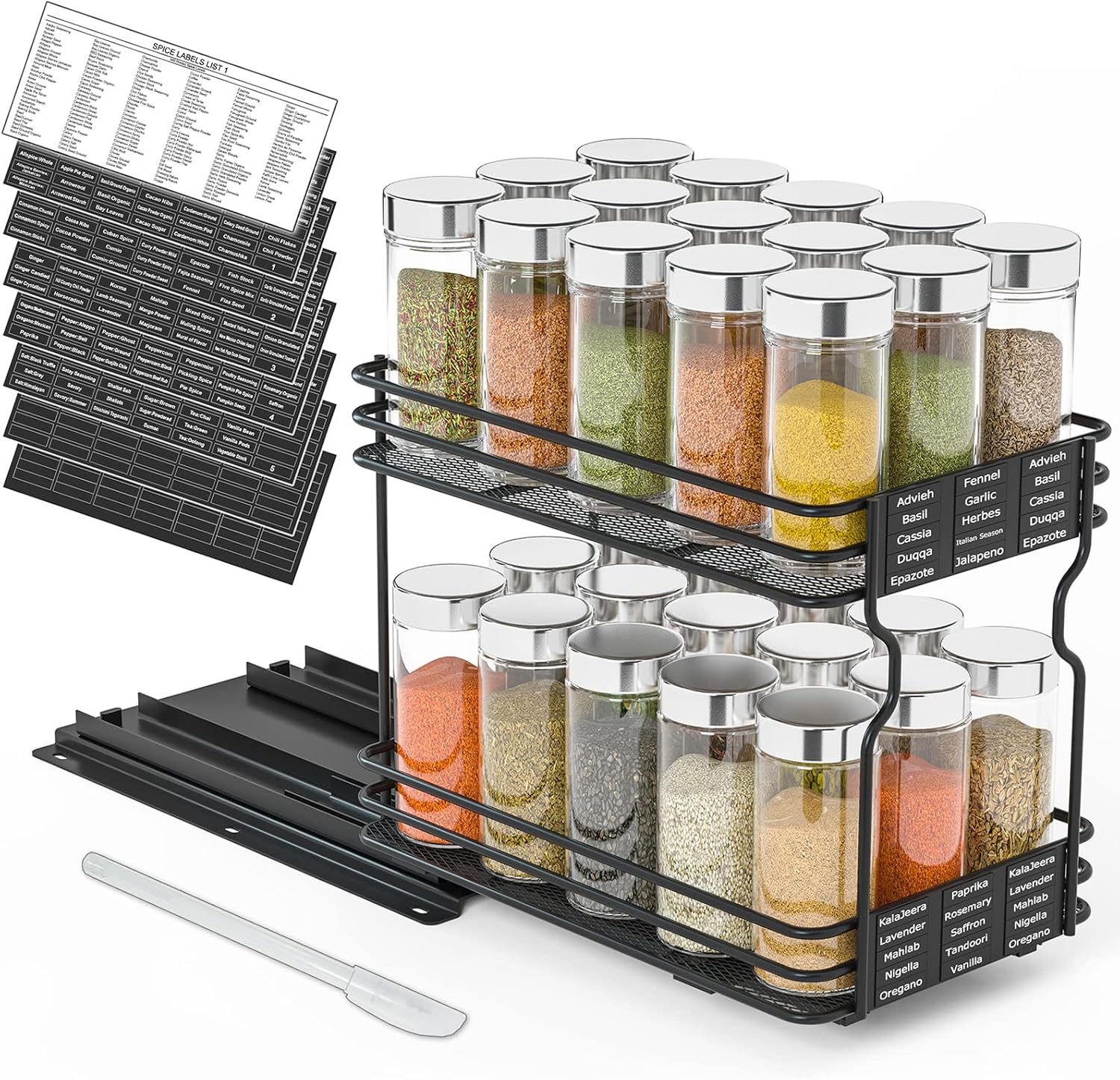 SpaceAid Pull Out Spice Rack Organizer for Kitchen Cabinets