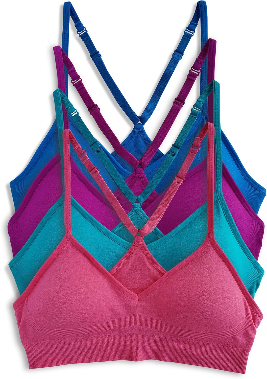 Kalon Womens 4 Pack Racerback Sports Bralette for Comfort