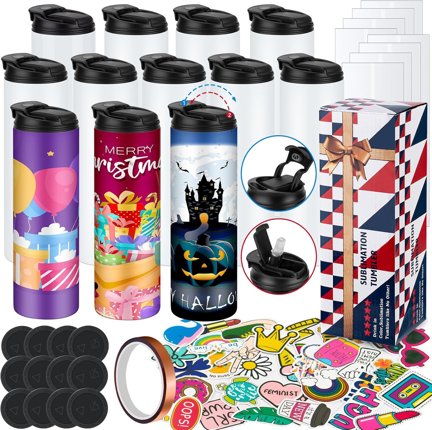 20 oz Sublimation Tumblers - Dual Opening Blank Bottles Set