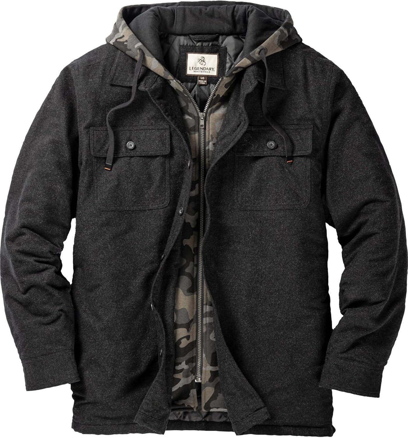 Legendary Whitetails Men's Plaid Flannel Shirt Jacket with Hood