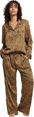 Womens Silk Satin Pajamas Set Button Down 2 Piece Pjs - Oversized hang