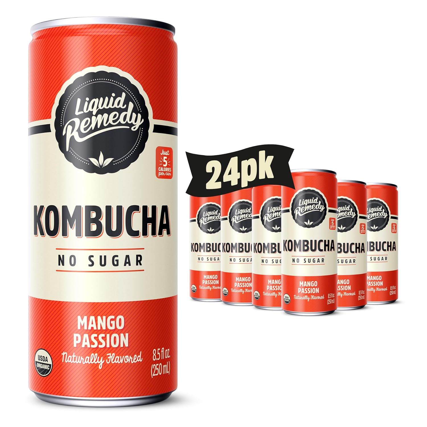 Liquid Remedy Sugar Free Kombucha for Gut Health - Mango Passion