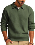 Mens V Neck Pullover Sweater - Warm, Textured Cable Knit