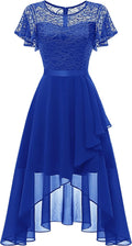 Women's Ruffle Wedding Guest Dress with Flutter Sleeves - Midi