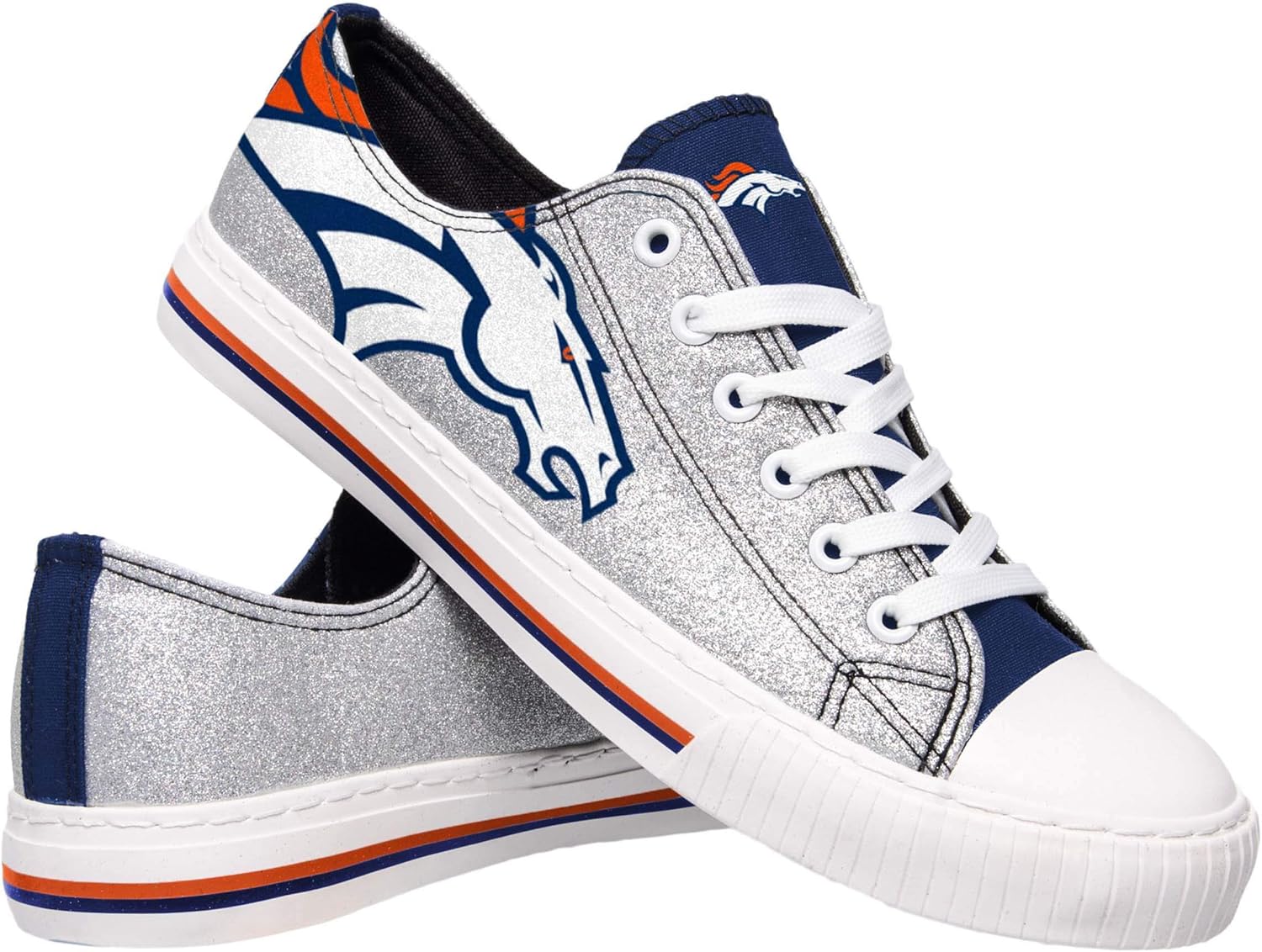 FOCO Women's NFL Team Logo Glitter Low Top Sneakers for Fans
