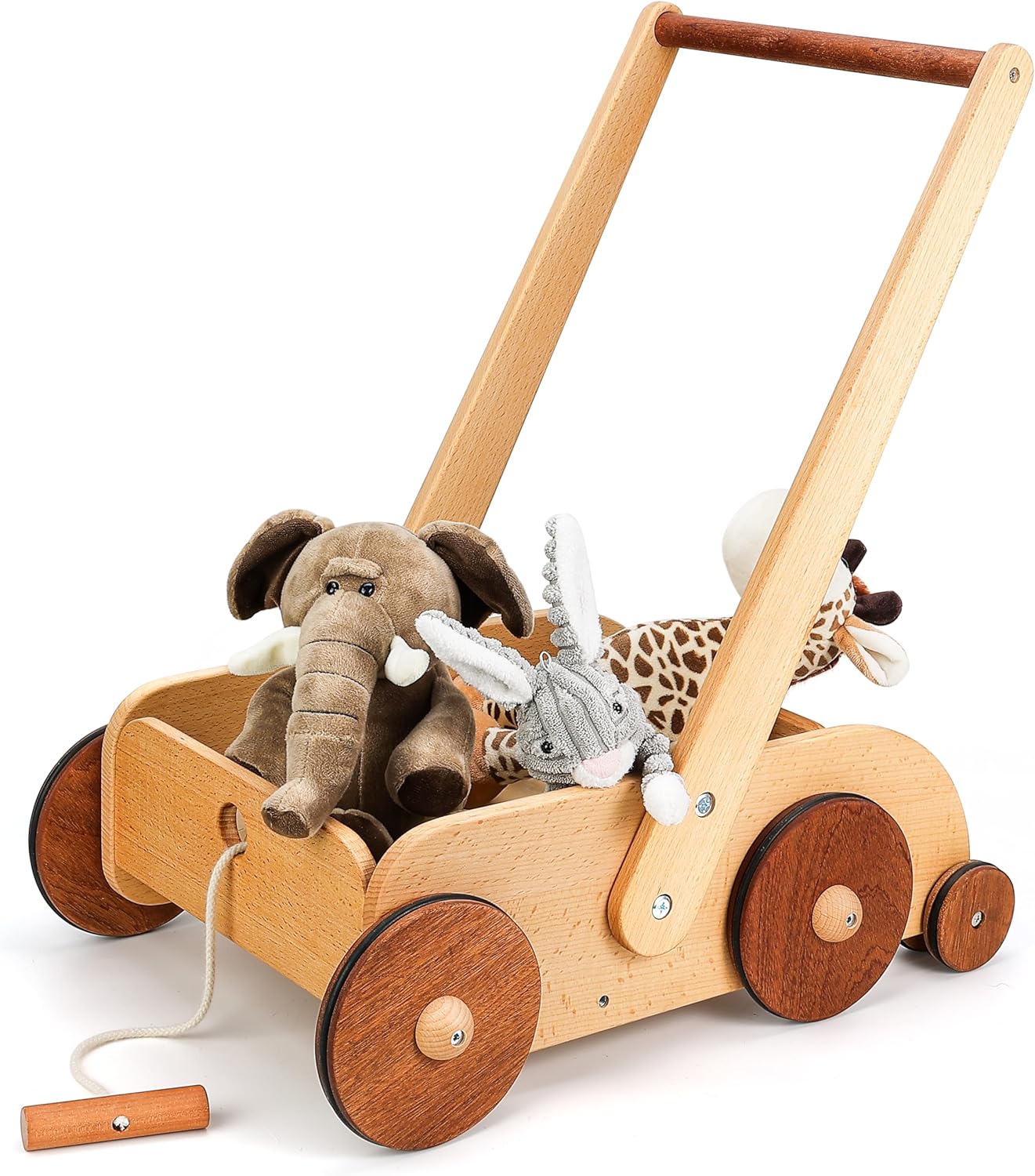 Woodtoe Wooden Baby Walker - Adjustable Speed Anti-Rollover Toy