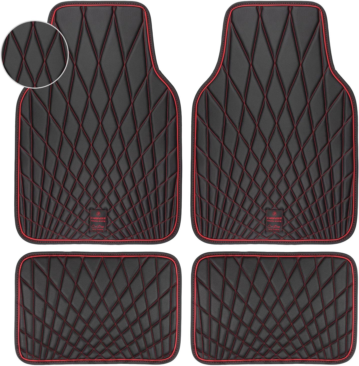 CAR PASS Faux Leather Floor Mats - Luxury Waterproof All Weather
