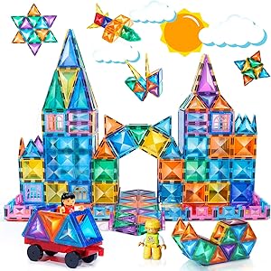 TOKBLOK Magnetic Tiles Building Blocks 114PCS for Kids Fun