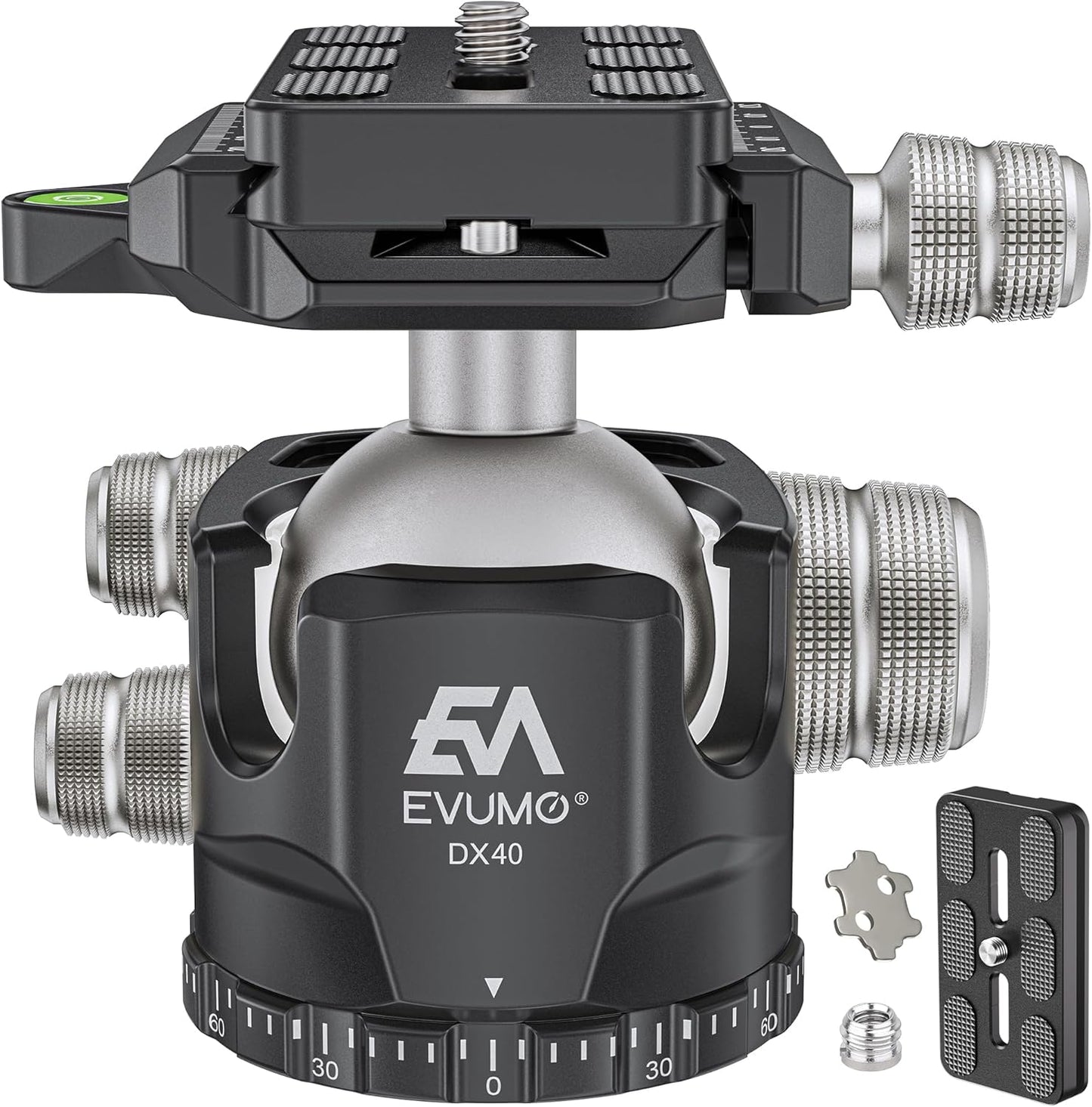 EVUMO DX40 Tripod Ball Head: Heavy Duty 40mm Mount for Cameras